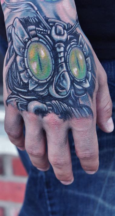 Mike DeVries : Tattoos : Small : Mechanical Owl Tattoo